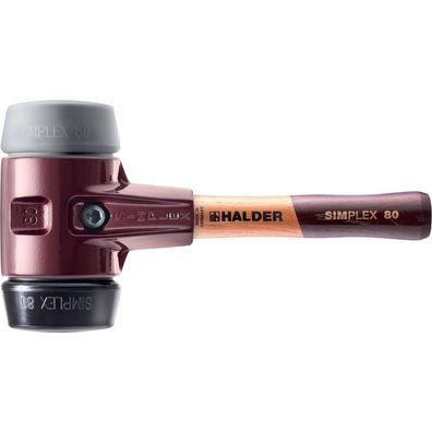 HALDER Simplex Schonhammer Ø 80 mm Gummi / TPE-mid grau mit extra kurzem Stiel ...