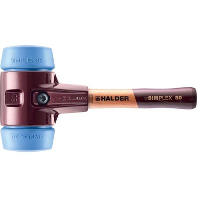 HALDER Simplex Schonhammer Ø 80 mm TPE-soft blau kurzer Stiel mit Tempergussgehäuse