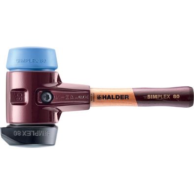 HALDER Simplex Schonhammer Ø 80 mm Gummi / TPE-soft blau mit Standfuß und extra ...