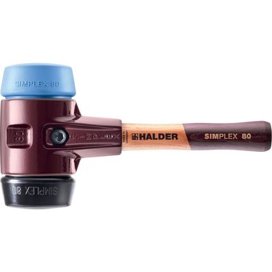 HALDER Simplex Schonhammer Ø 80 mm Gummi / TPE-soft blau mit extra kurzem Stiel ...