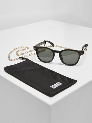 Urban Classics Sonnenbrille Sunglasses Italy with chain Black/ Gold
