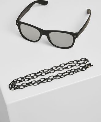 Urban Classics Sonnenbrille Sunglasses Likoma Mirror With Chain Black/ Silver