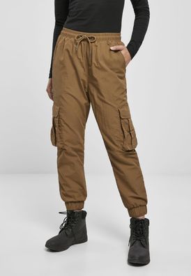 Urban Classics Damen Hose Ladies High Waist Crinkle Nylon Cargo Pants Midground