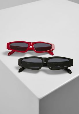 Urban Classics Sonnenbrille Sunglasses Lefkada 2-Pack Black/ Black + Red/ Black