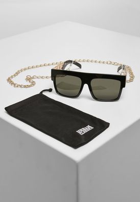 Urban Classics Sonnenbrille Sunglasses Zakynthos With Chain Black/ Gold