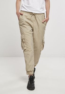 Urban Classics Damen Hose Ladies High Waist Crinkle Nylon Cargo Pants Concrete