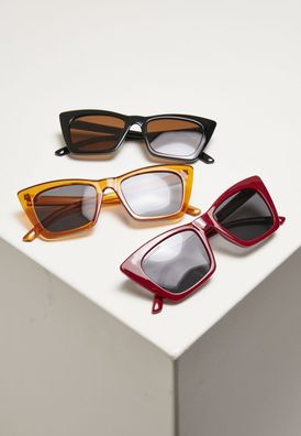Urban Classics Sonnenbrille Sunglasses Tilos 3-Pack Dark Red/ Black/ Orange
