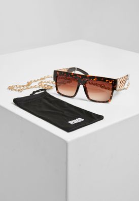 Urban Classics Sonnenbrille Sunglasses Zakynthos with Chain amber/ gold