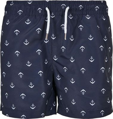 Urban Classics Jungen Boys Pattern Swim Shorts Anchor/ Navy