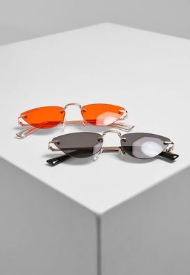 Urban Classics Sonnenbrille Sunglasses Manhatten 2-Pack silver/ black + gold/ orange