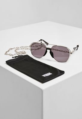 Urban Classics Sonnenbrille Sunglasses Karphatos with Chain silver