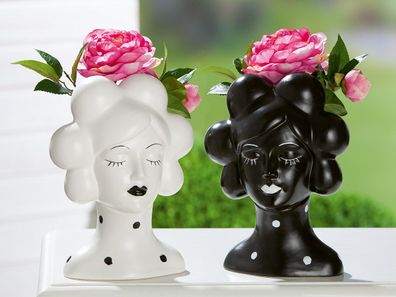 Gilde Skulptur/ Vase "Black & White" 52554