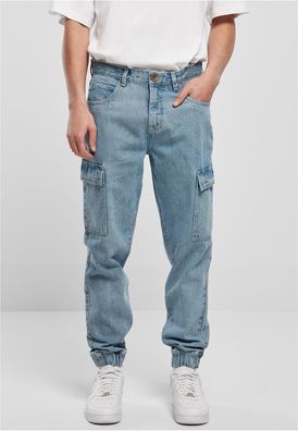 Southpole Hose Denim With Cargo Pockets Retro L. Blue Destroyed Washed