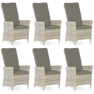 Sonnenpartner 6er-Set Garten-Sessel Solares Aluminium mit Polyrattan white-coral Gar