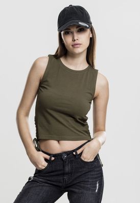 Urban Classics Female Shirt Ladies Lace Up Cropped Top Olive