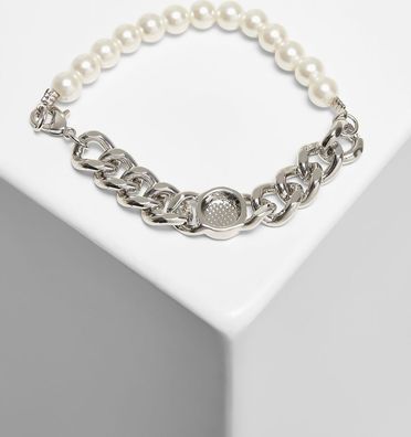 Urban Classics Armband Pearl Flat Chain Bracelet Silver