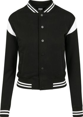 Urban Classics Kinder Jacke Girls Inset College Sweat Jacket Black/ White