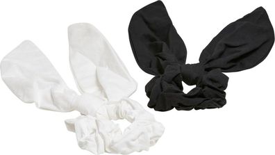 Urban Classics Scrunchies With Bow 2-Pack Black/ White