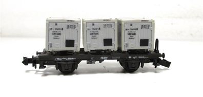 Minitrix N 13536 / 3536 Behälter-Tragwagen Contrans 7250137 DB (6518H)