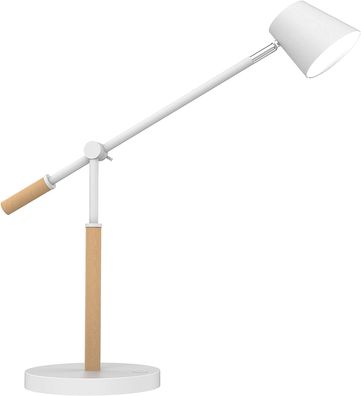 Unilux LED Schreibtischlampe Vicky, skandinavisch, dimmbar, weiß mit Holz [Energie...