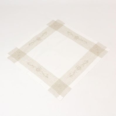 Tischdecke im Landhaus Stil, creme, 85x85 cm, Leinen Mischung, Tischtuch
