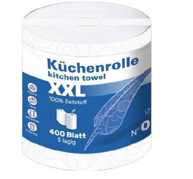 Küchenrolle XXL 3-lagig Zellstoff 400 Blatt Premium 6 Stück