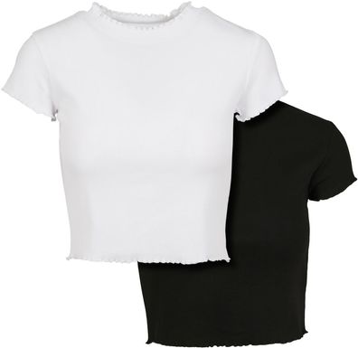 Urban Classics Female Shirt Ladies Cropped Rib Tee 2-Pack Black/ White