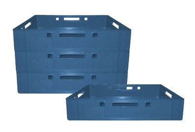 4 Stück Lagerkiste Transportbox Metzgerkiste Eurobehälter Stapelbehälter neu E1 blau