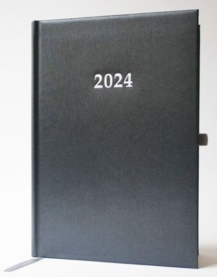 2024 ADINA Buchkalender Chefplaner A5 schwarz 1 Tag 1 Seite auch sonntags