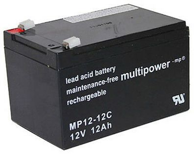 Multipower Blei-Akku MP12-12C Pb 12V / 12Ah Zyklenfest, Faston 6,3