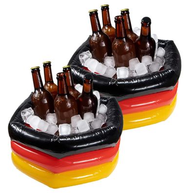2er Set aufblasbare Bierkühler WM großer Getränkekühler 40cm Deutschland Party