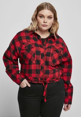 Urban Classics Female Shirt Ladies Short Oversized Check Shirt Black/ Red
