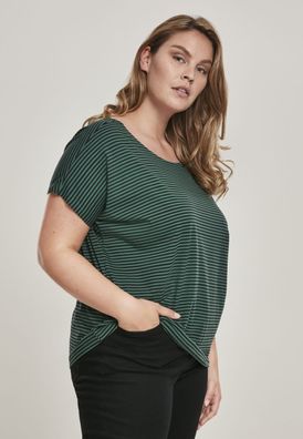 Urban Classics Female Shirt Ladies Yarn Dyed Baby Stripe Tee Darkfreshgreen/ Black