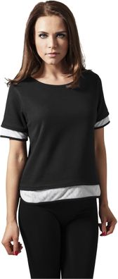 Urban Classics Female Shirt Ladies Terry Mesh Tee Black/ White