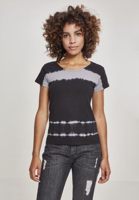Urban Classics Female Shirt Ladies Striped Tie Dye Tee Black/ Light Grey