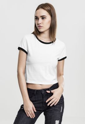 Urban Classics Female Shirt Ladies Cropped Ringer Tee White/ Black