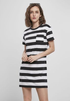 Urban Classics Kleid Ladies Stripe Boxy Tee Dress Black/ White