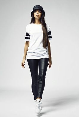 Urban Classics Female Shirt Ladies Stripe Mesh Tee Black/ White