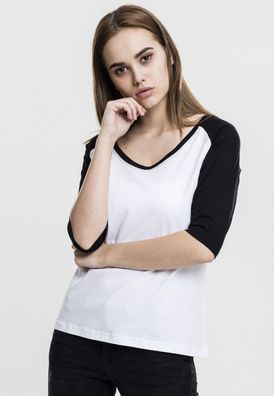 Urban Classics Female Shirt Ladies 3/4 Contrast Raglan Tee White/ Black