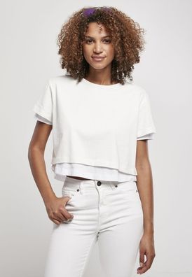 Urban Classics Damen T-Shirt Ladies Full Double Layered Tee Whitesand/ White