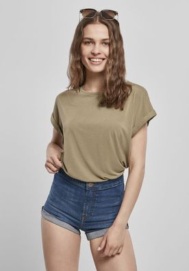 Urban Classics Damen T-Shirt Ladies Modal Extended Shoulder Tee Khaki