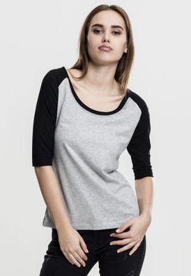 Urban Classics Female Shirt Ladies 3/4 Contrast Raglan Tee Grey/ Black