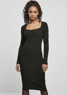 Urban Classics Damen Kleid Ladies Long Knit Dress Black
