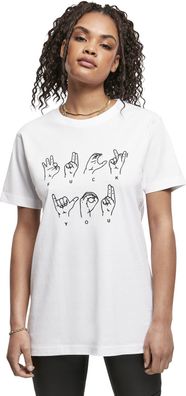 Mister Tee Damen T-Shirt Ladies Fu Sign Language Tee White