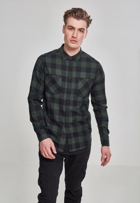 Urban Classics Hemd Checked Flanell Shirt Black/ Forest