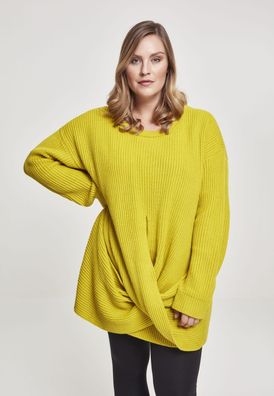 Urban Classics Damen Pullover Ladies Wrapped Sweater Lemon Mustard