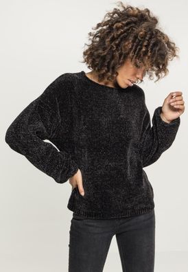 Urban Classics Damen Pullover Ladies Oversize Chenille Sweater Black