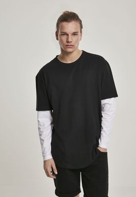 Urban Classics T-Shirt Oversized Shaped Double Layer LS Tee Black/ White