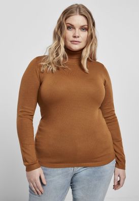 Urban Classics Damen Pullover Ladies Basic Turtleneck Sweater Toffee