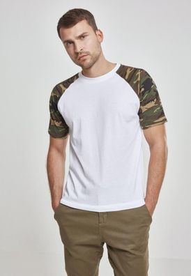 Urban Classics T-Shirt Raglan Contrast Tee White/ Wood Camouflage